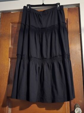 Covington Black Tiered Midi Skirt